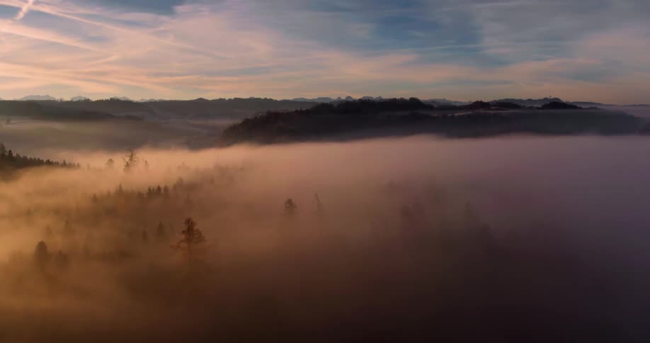 Cloud covered plains at sunrise