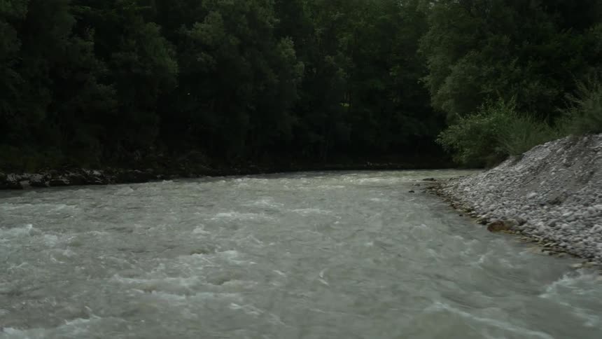 Water rapids flow in a river
