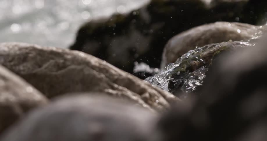 River water flows over rocks