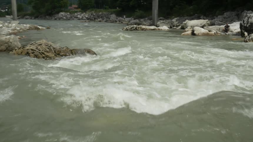 Water rapids flow in a river