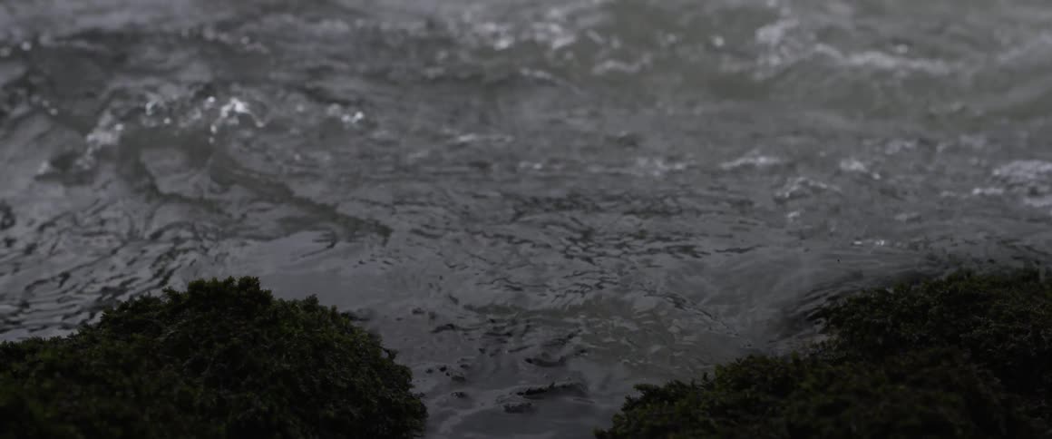 Water flows in a river
