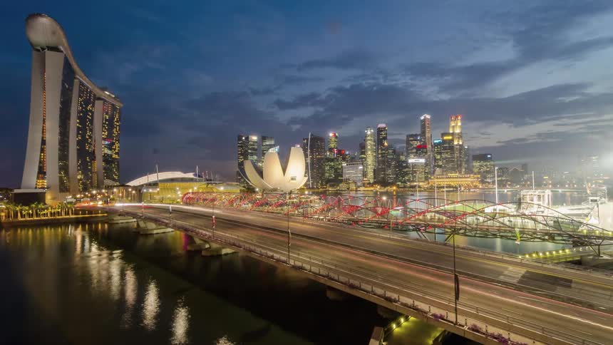 A timelapse of a busy city at night