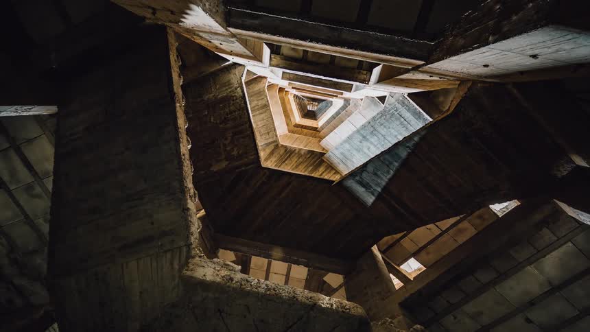 A twisted stone staircase