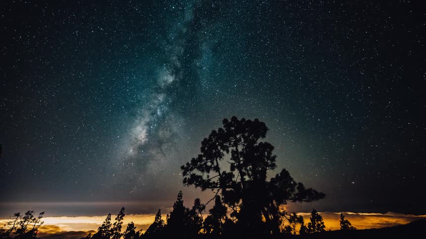 Stars over brightly lit fog