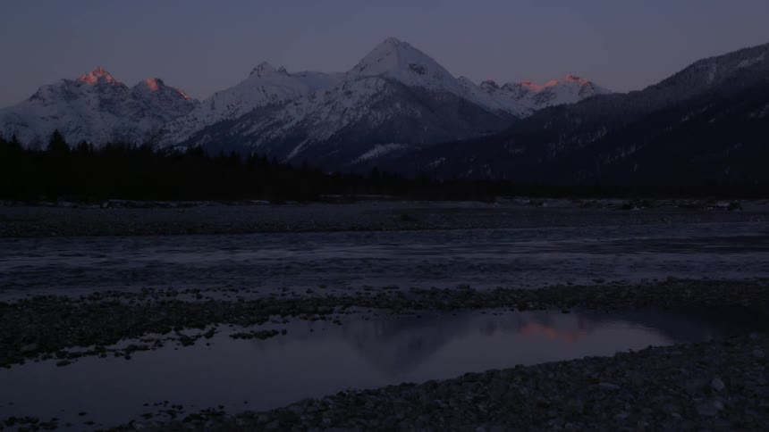 A river near a mountain range