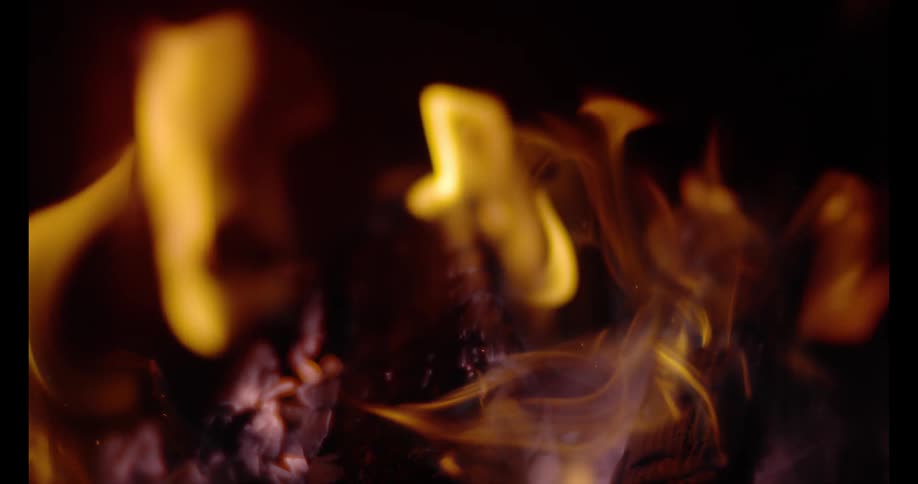 A wood fire burning