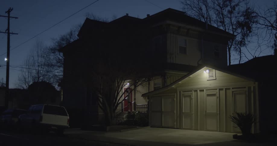 Man comes out of his house and starts jogging at dawn