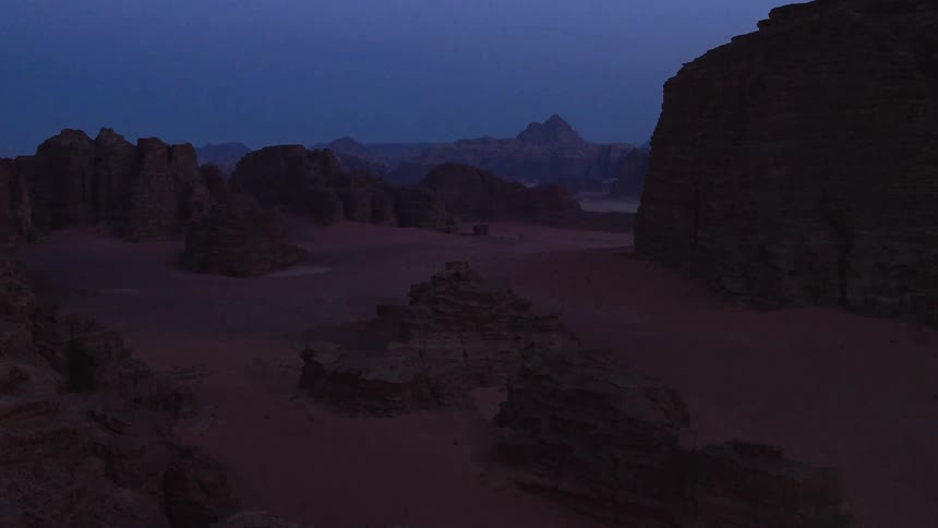 The desert is being filmed at dusk