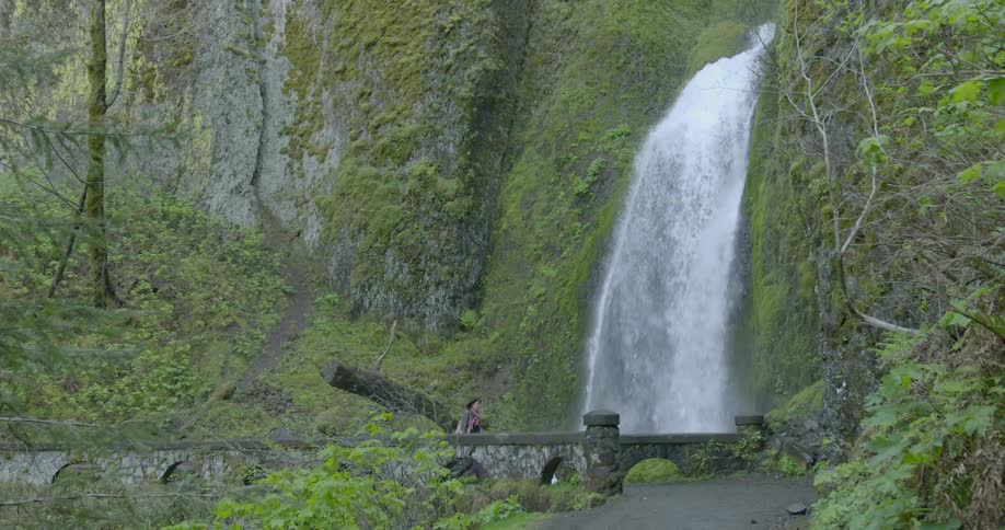 A waterfall in the daytime
