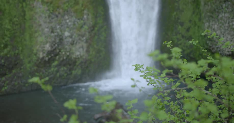 The base of a waterfall in the mountains