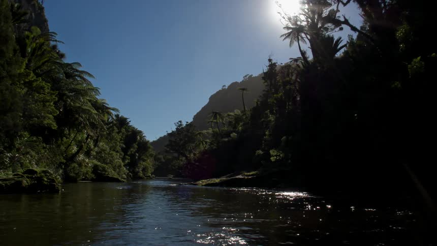 Water flows in a narrow river