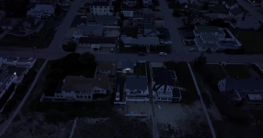 A neighborhood at night