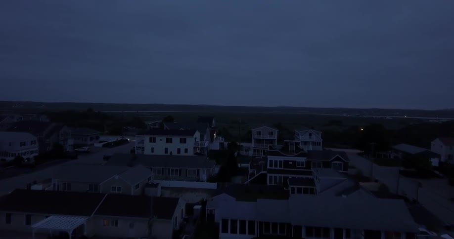 The sun is setting over this town