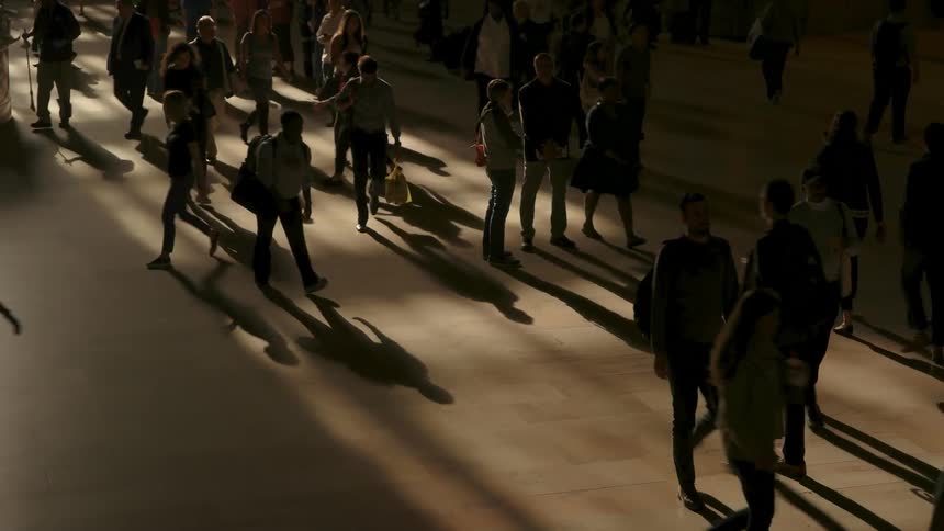 A crowd of people in a building