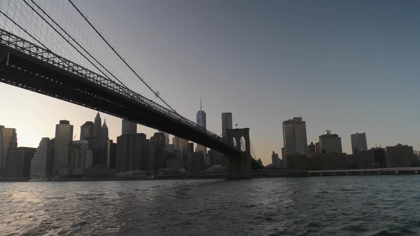 Brooklyn Bridge at Sunset Manhattan Skyline