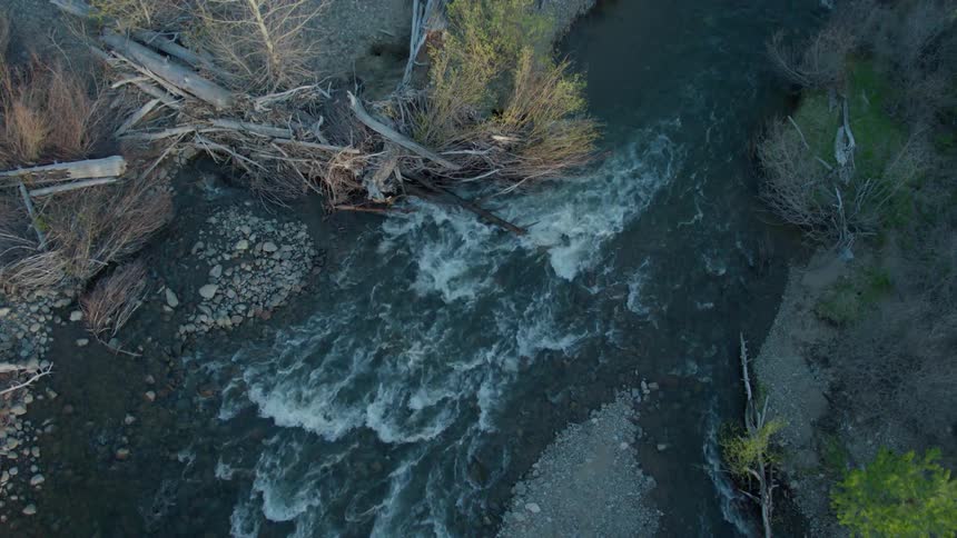 River flowing through rocks and trees