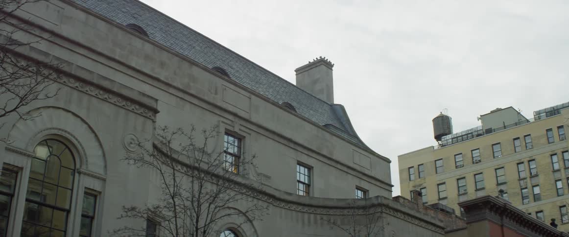 A stone building on a cloudy day