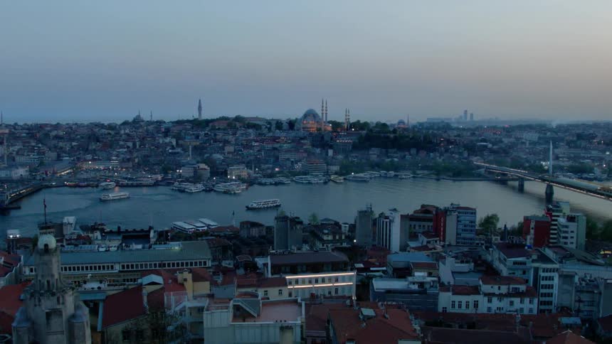 River in the middle of a large city