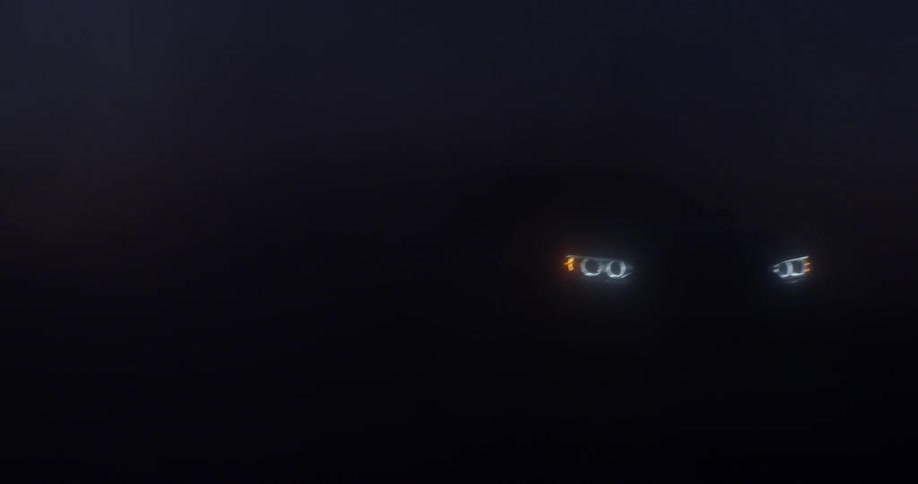 Car headlights at night