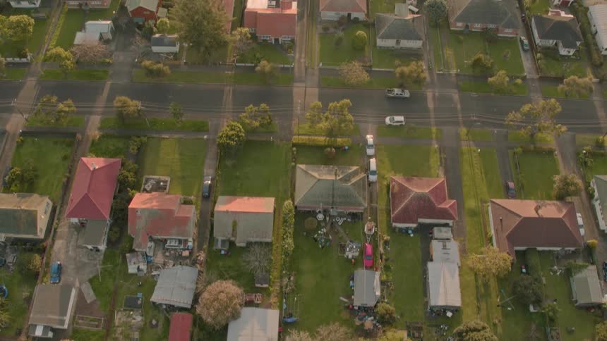 A drone is flying over a neighborhood