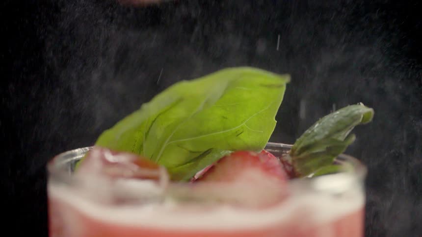 A drink is sprayed with mist