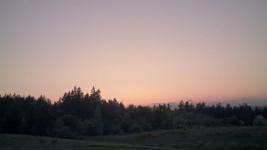 Sunset behind a forest