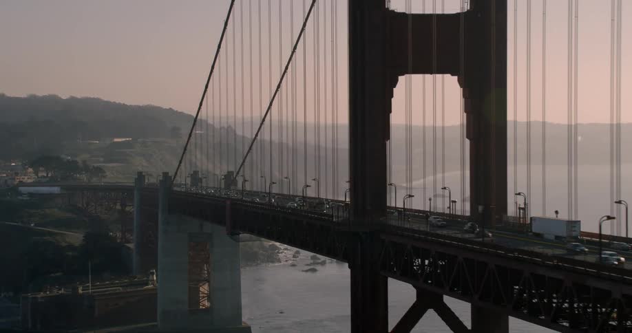 Aerial flyby of the Golden Gate Bridge
