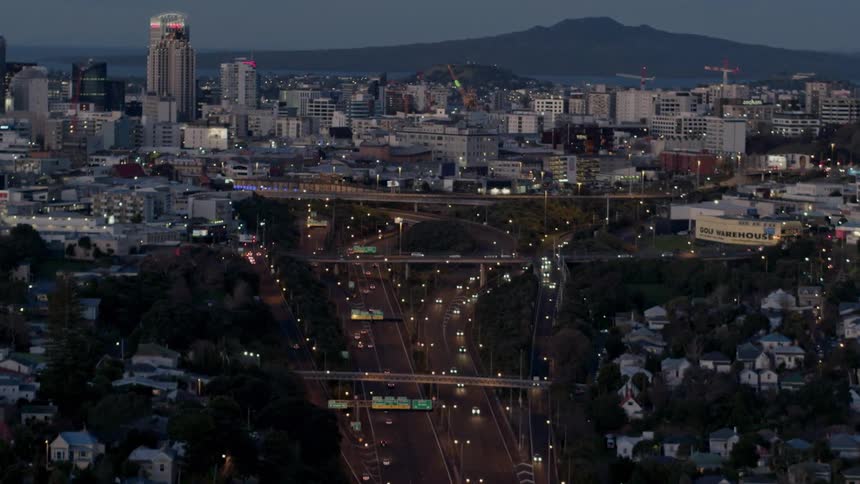 A city at dusk