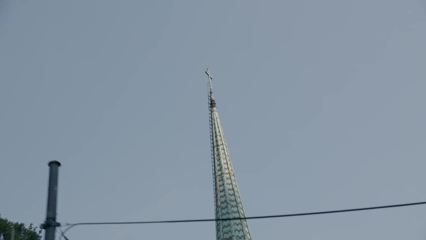 The steeple of a church