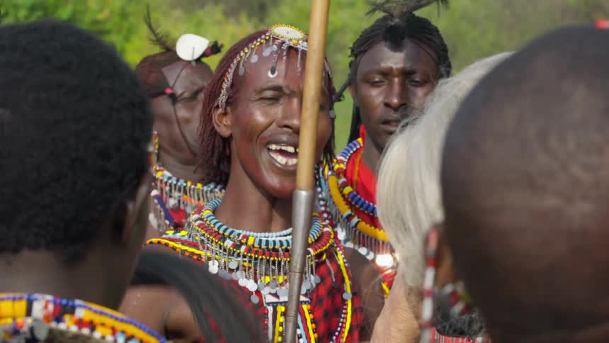 Maasai sing and dance together