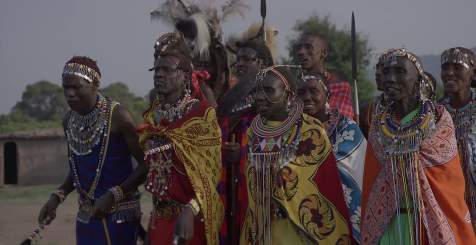 Maasai dance in a village
