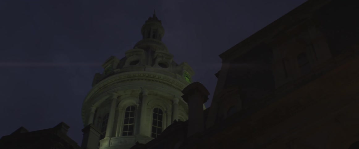 Light on a building at night