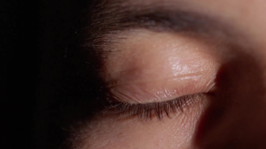 Light flashes on a person's eye