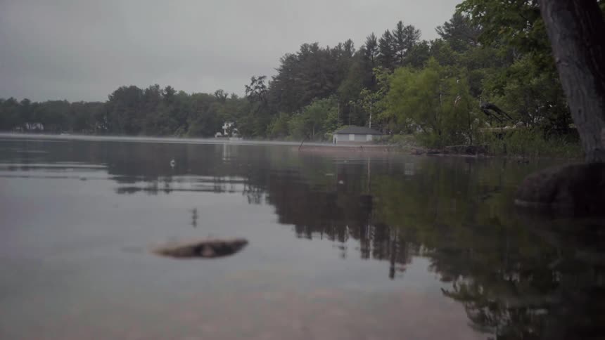 Water slowly flows in a lake