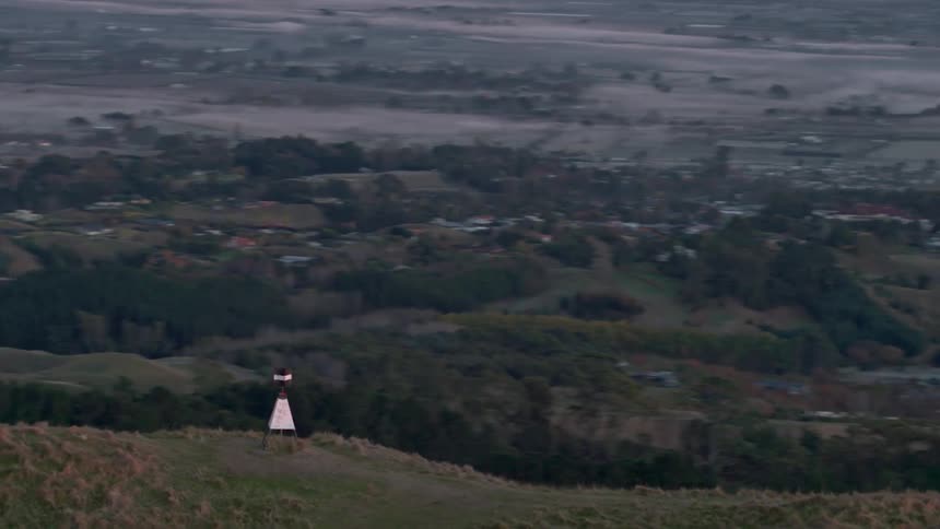 A white object on a hill