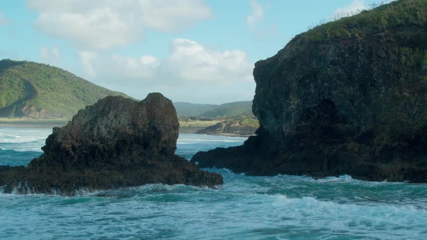 Waves flow towards the shore