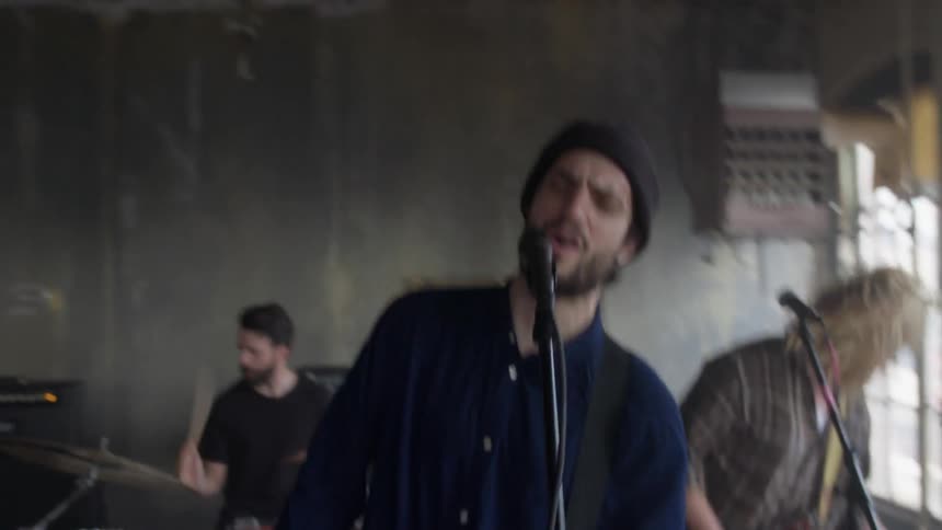 Rock band performs a song