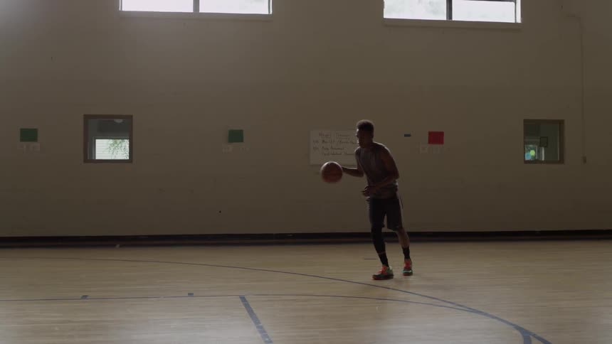 A basketball player is practicing free throws