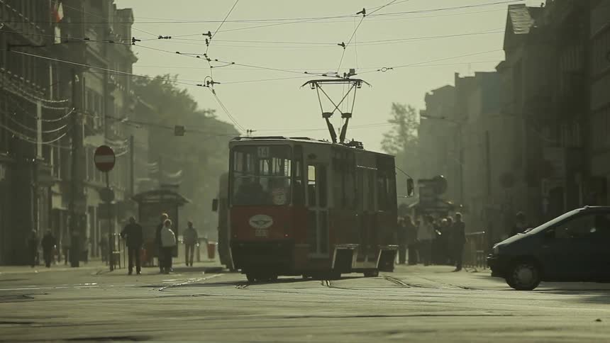 A cable car coming into focus