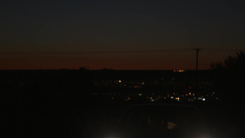 Lights flash as darkness surrounds them