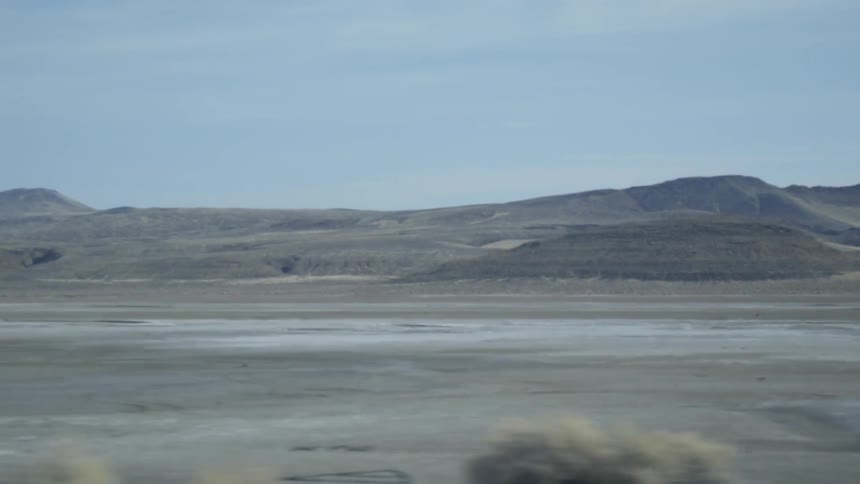 Sparse shrubs are on the desert landscape