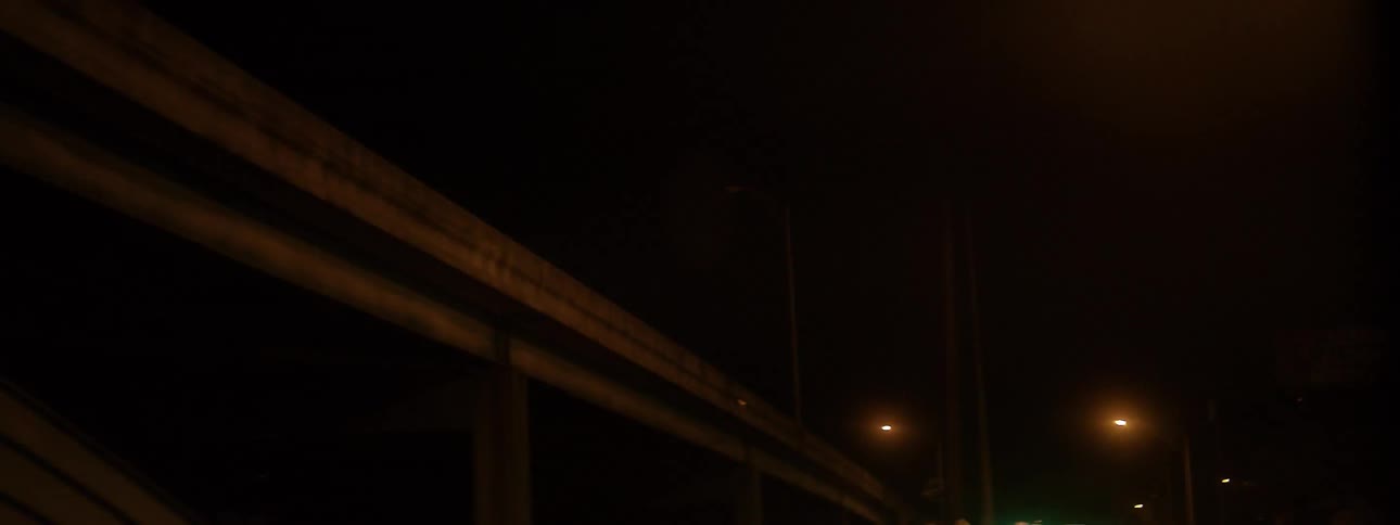 Bridge and street lights at night