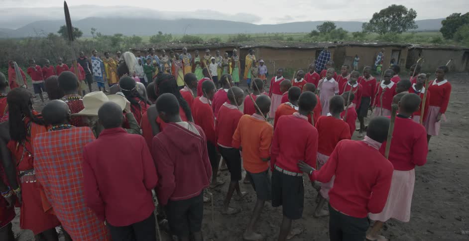 A group of maasai sing and chant together