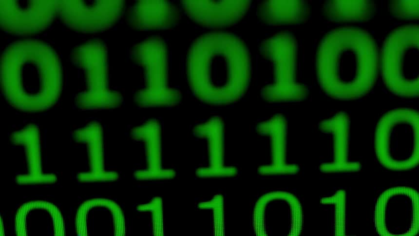 Neon green rows of numbers