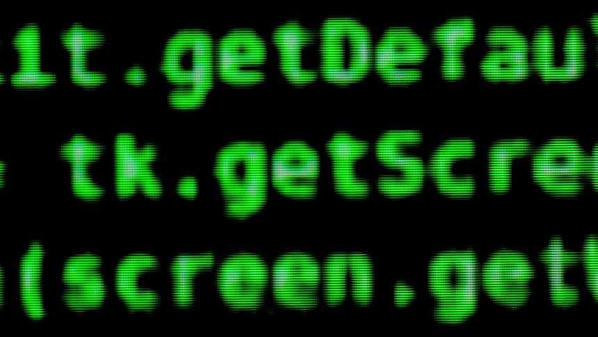 Green text is on a screen