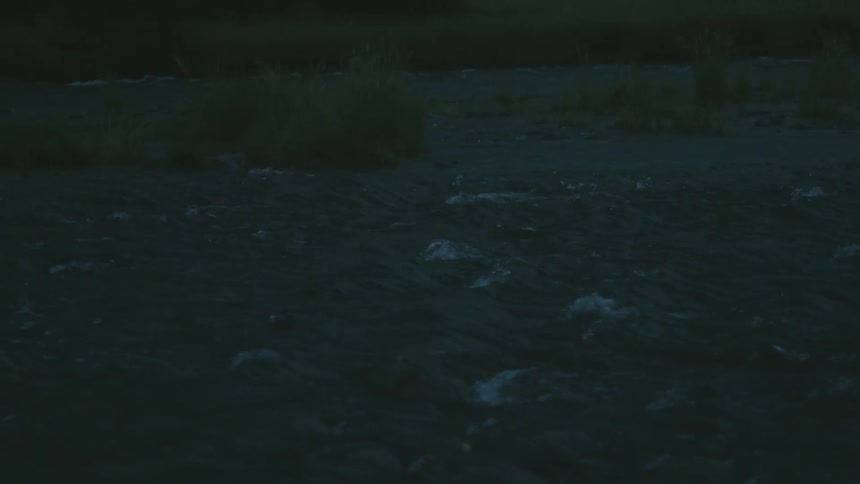 River water flows over rocks