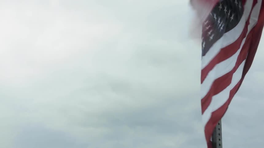 A flag is flying in the sky