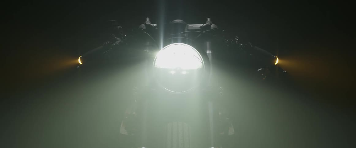 Headlight shines on a motorcycle