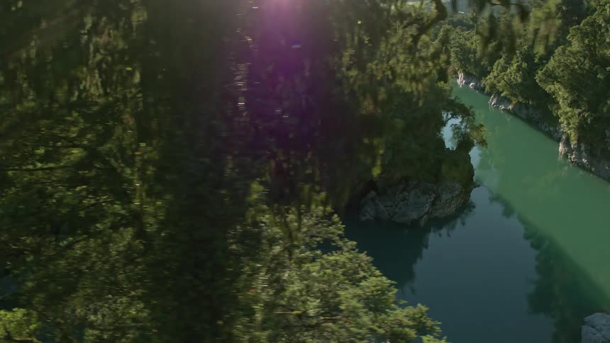 Light reflects on a river