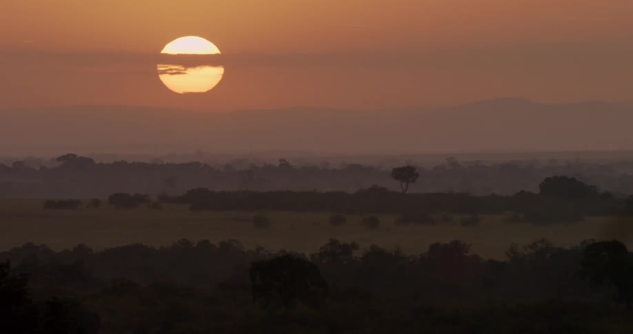 Sun sets over the savanna